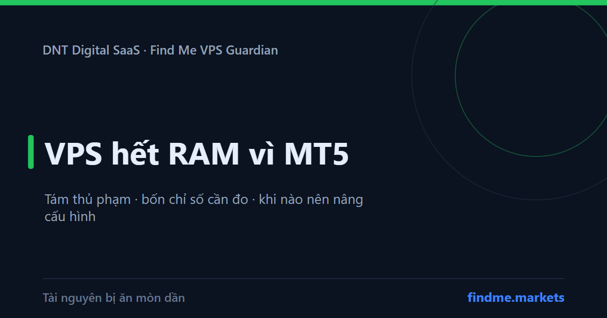 VPS hết RAM vì MT5: tám thứ ngốn tài nguyên, bốn chỉ số cần đo và khi nào phải nâng